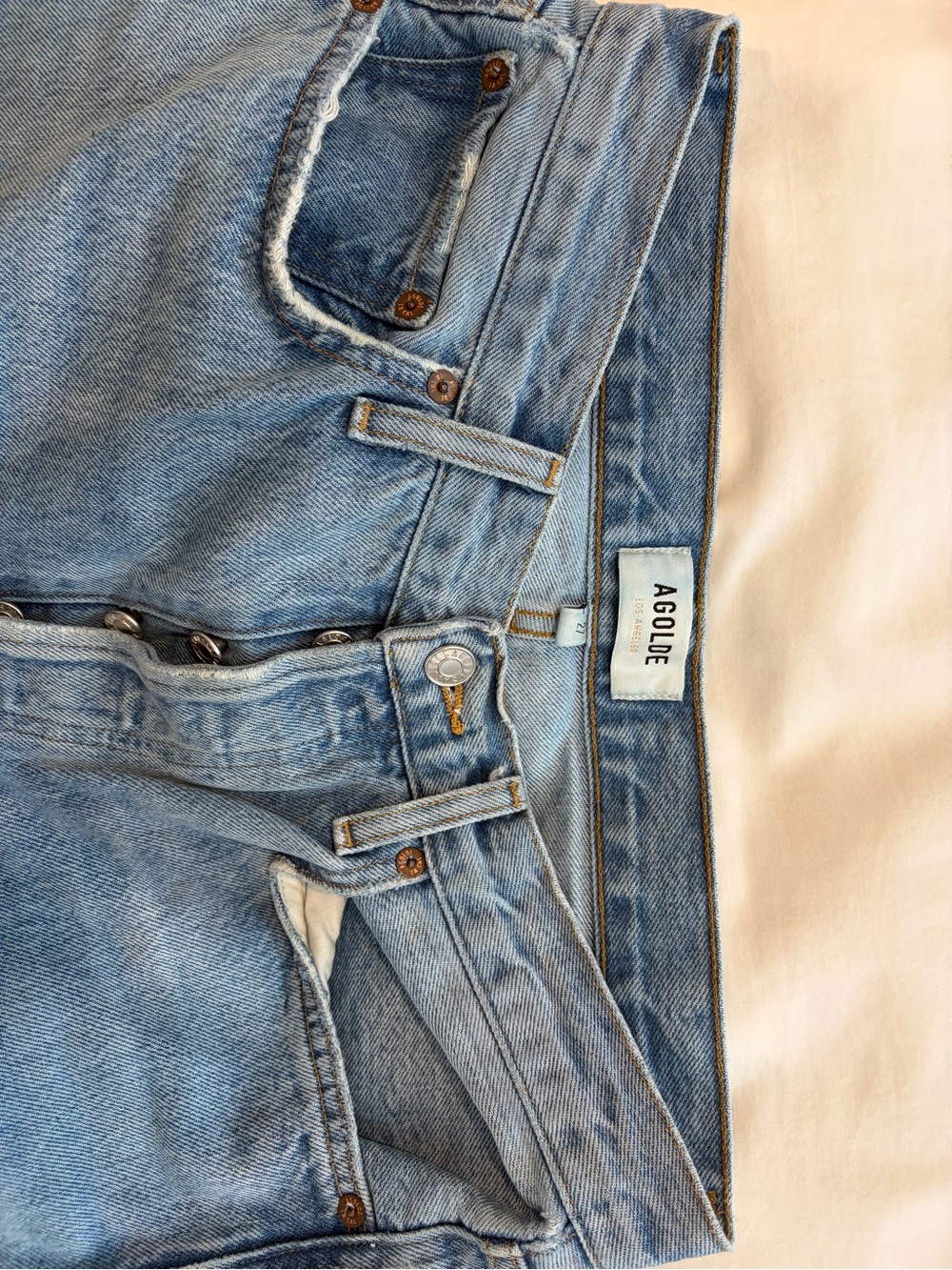 Agolde Dame Wide Leg Cuffed Jeans - Size 27 - Picture 4 of 4